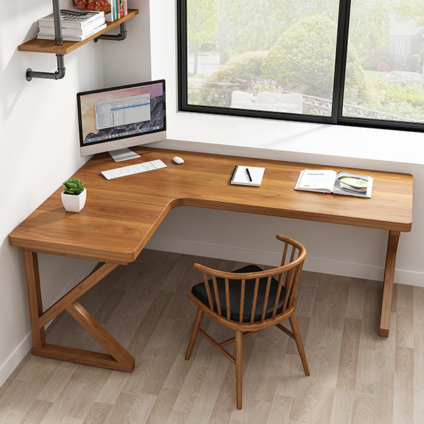 Solid Wood L-Shape Writing Desk Modern Meeting Desk for Office