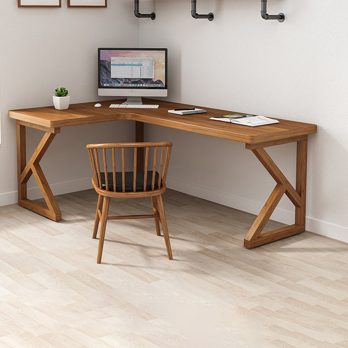 Solid Wood L-Shape Writing Desk Modern Meeting Desk for Office