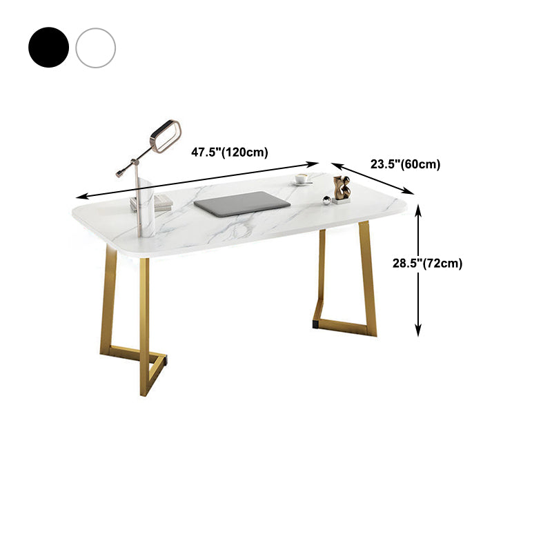 Contemporary Wooden Writing Desk Rectangular Office Desk with Metal Legs