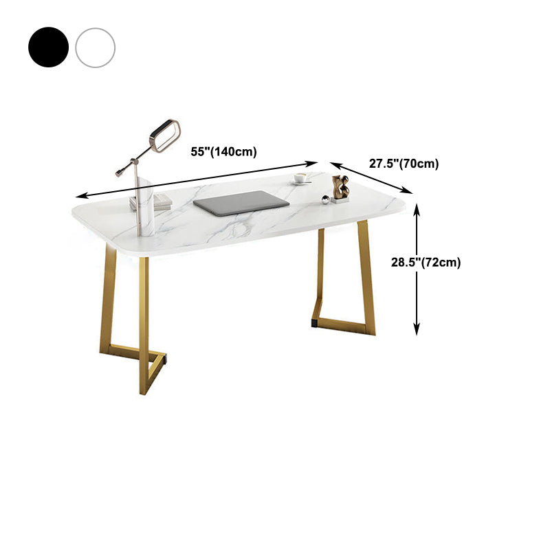 Contemporary Wooden Writing Desk Rectangular Office Desk with Metal Legs