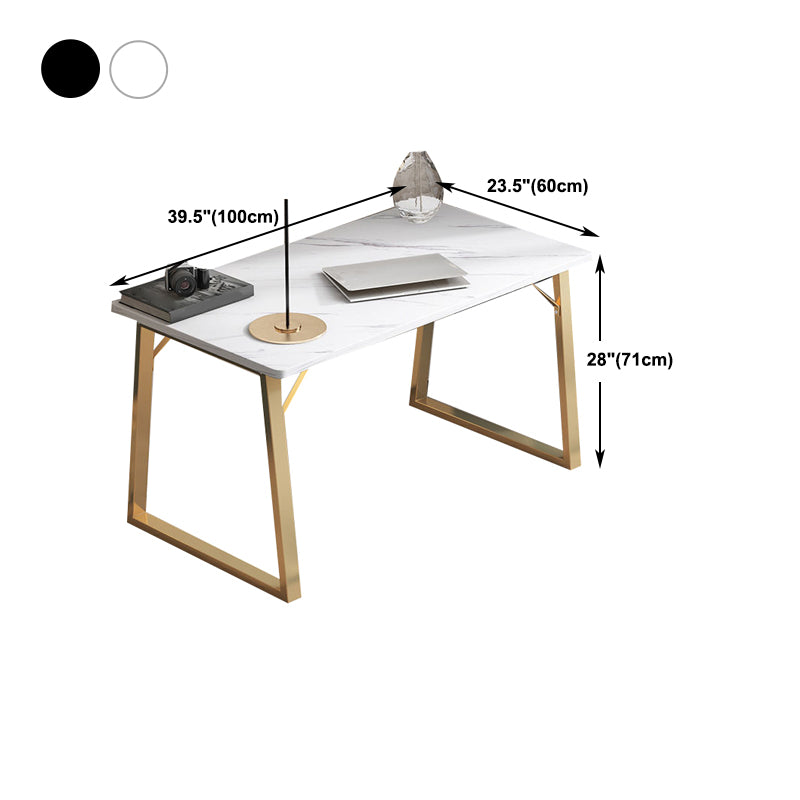 Contemporary Wooden Writing Desk Rectangular Office Desk with Metal Legs