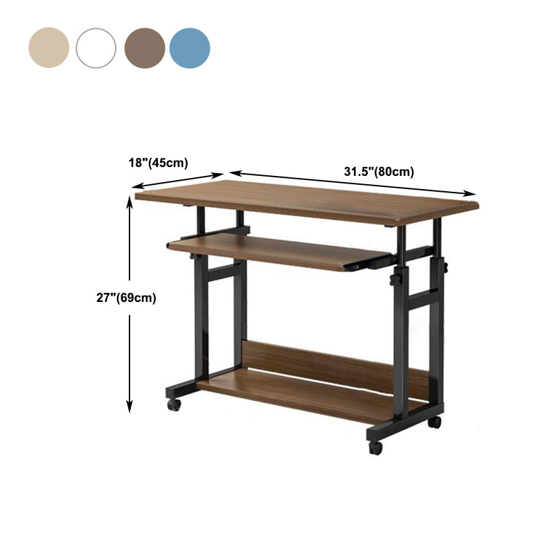 27"H Modern Office Desk Wooden Writing Desk with Caster Wheels