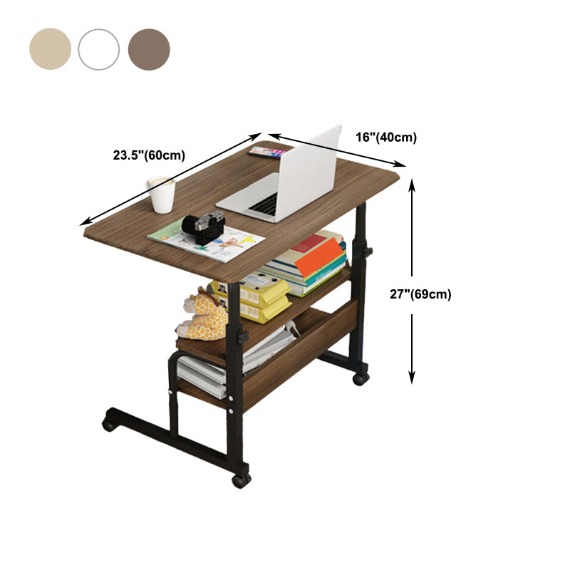 27"H Modern Office Desk Wooden Writing Desk with Caster Wheels