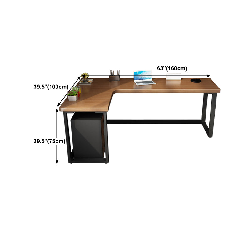 Solid Wooden L-Shape Office Desk Modern Simple Writing Desk for Office and Bedroom