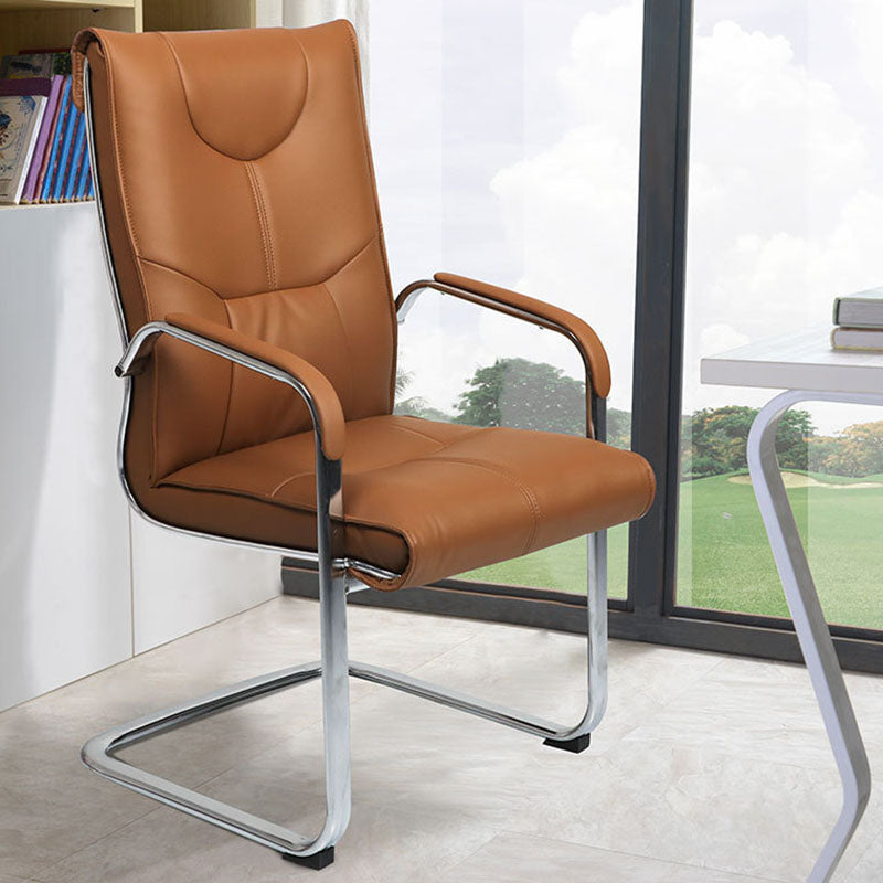 Modern Computer Chair Fixed Arms Chair High Back Leather Chair