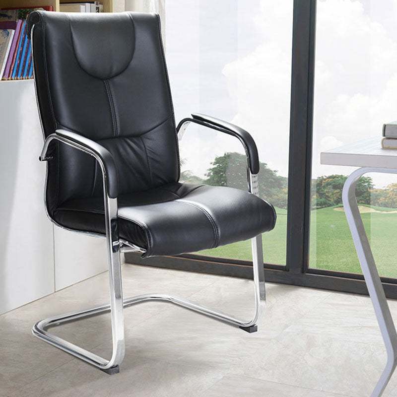 Modern Computer Chair Fixed Arms Chair High Back Leather Chair