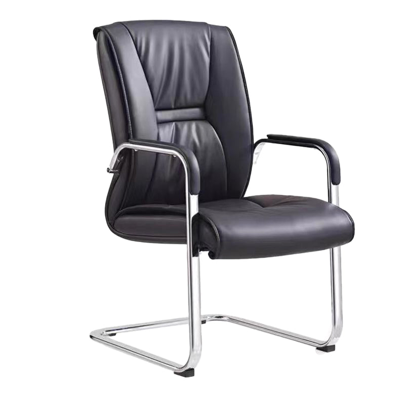 Contemporary Computer Chair Faux Leather Padded Arms Office Chair