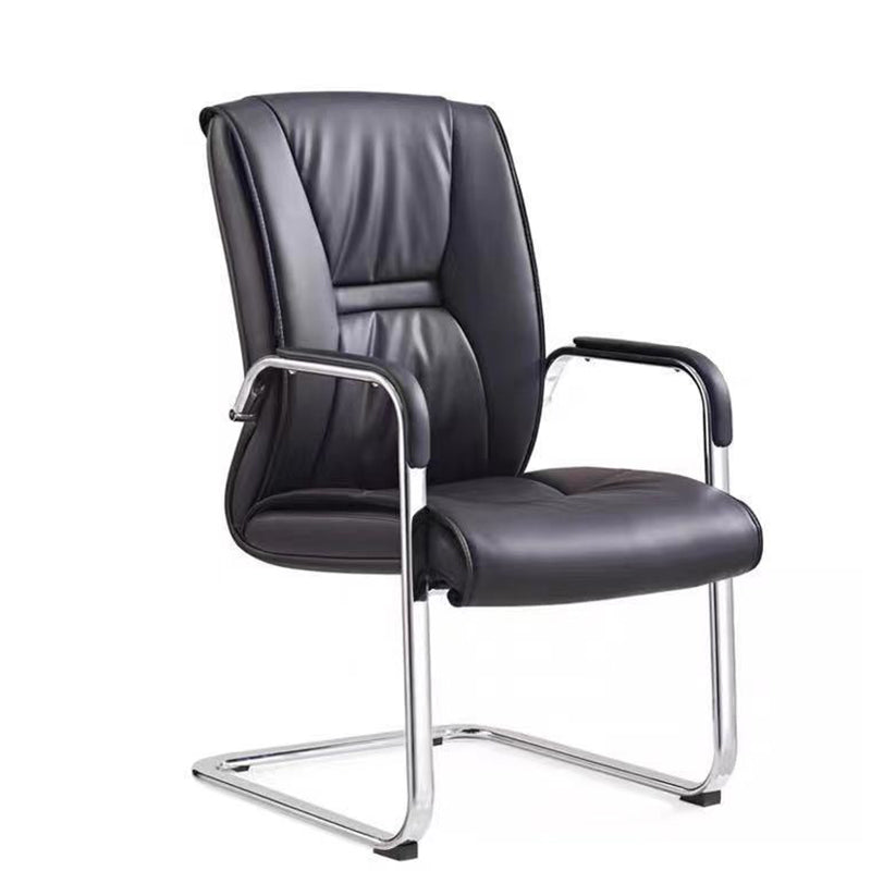 Contemporary Computer Chair Faux Leather Padded Arms Office Chair