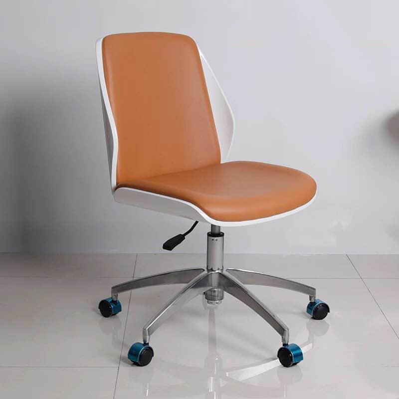 Contemporary Swivel Office Chair Mid-Back Armless Wood Back Chair