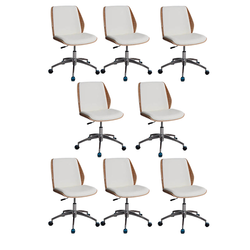 Contemporary Swivel Office Chair Mid-Back Armless Wood Back Chair