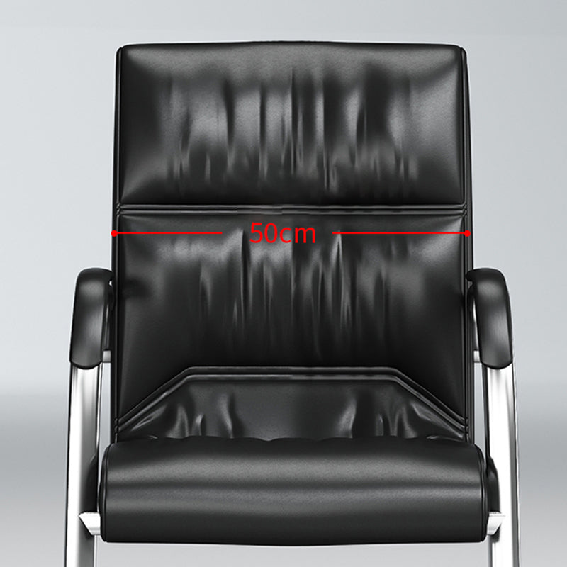 Modern Fixed Arms Office Chair Black Leather Management Office Chair