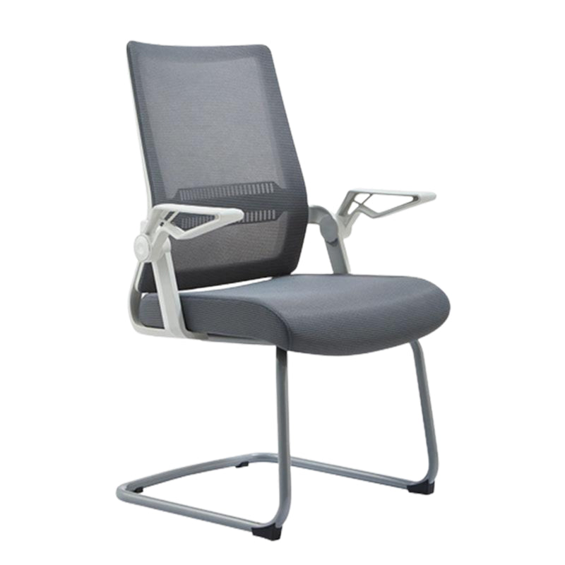 White Frame Office Chair Adjustable Arms Swivel Mesh Office Chair