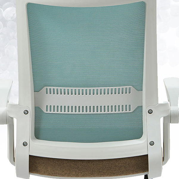 White Frame Office Chair Adjustable Arms Swivel Mesh Office Chair