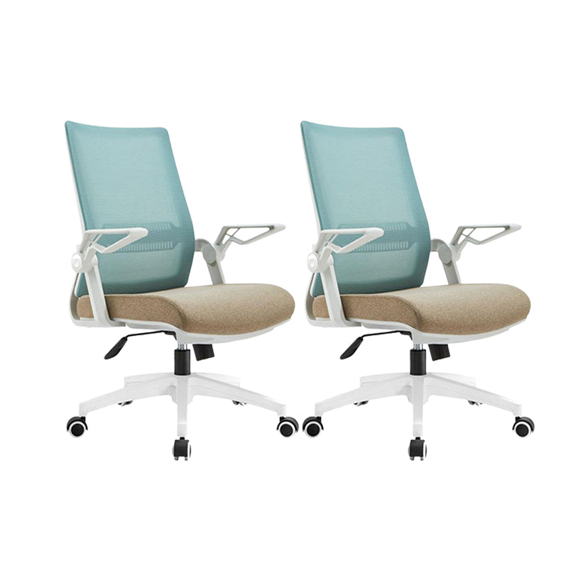 White Frame Office Chair Adjustable Arms Swivel Mesh Office Chair