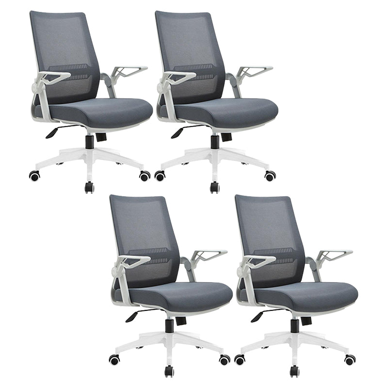 White Frame Office Chair Adjustable Arms Swivel Mesh Office Chair