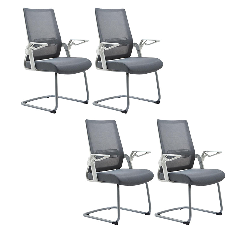 White Frame Office Chair Adjustable Arms Swivel Mesh Office Chair