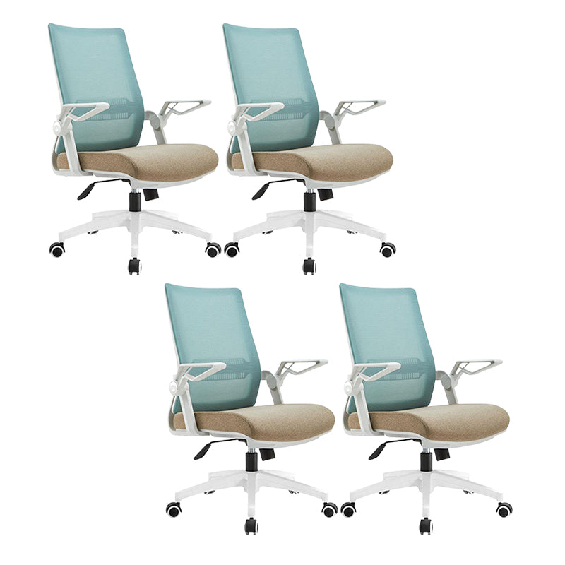 White Frame Office Chair Adjustable Arms Swivel Mesh Office Chair