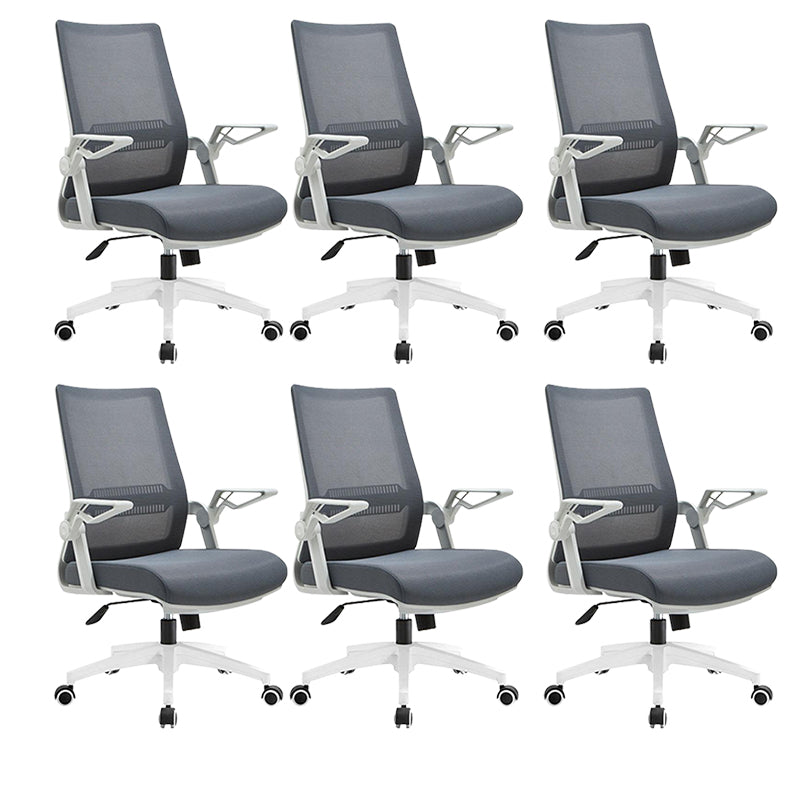 White Frame Office Chair Adjustable Arms Swivel Mesh Office Chair