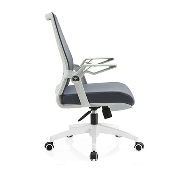 White Frame Office Chair Adjustable Arms Swivel Mesh Office Chair