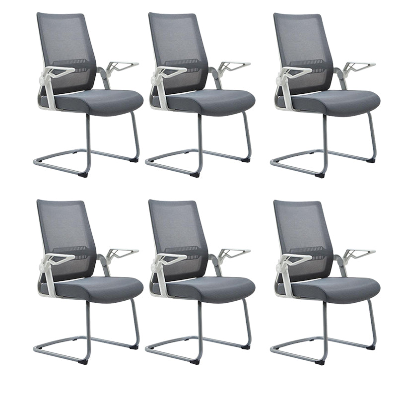 White Frame Office Chair Adjustable Arms Swivel Mesh Office Chair