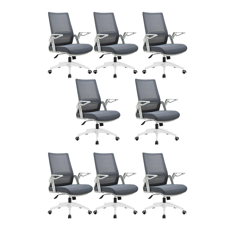 White Frame Office Chair Adjustable Arms Swivel Mesh Office Chair