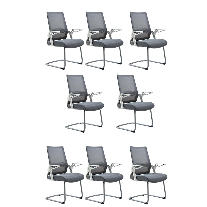 White Frame Office Chair Adjustable Arms Swivel Mesh Office Chair