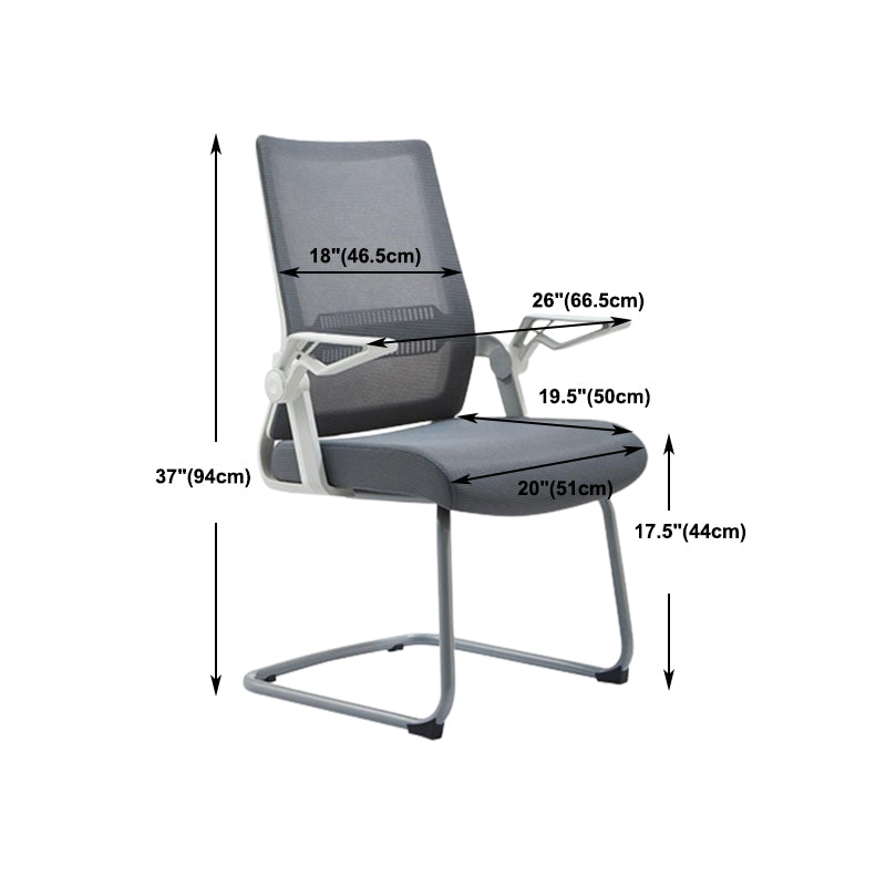 White Frame Office Chair Adjustable Arms Swivel Mesh Office Chair