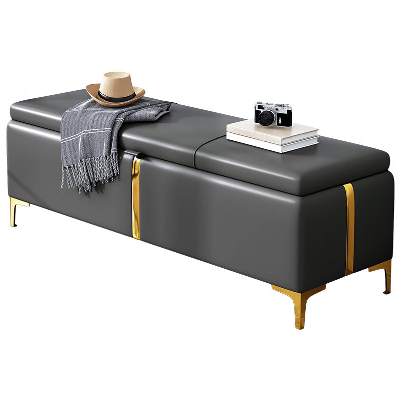 15.4" W Glam Upholstered Ottoman Bench Cushioned Seating Bench