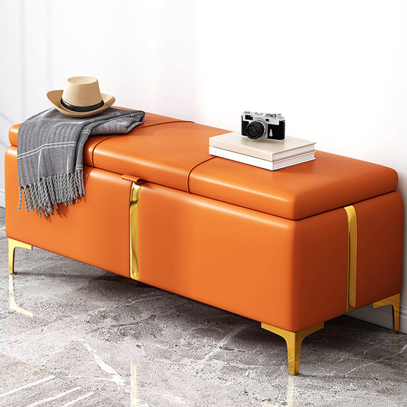 15.4" W Glam Upholstered Ottoman Bench Cushioned Seating Bench