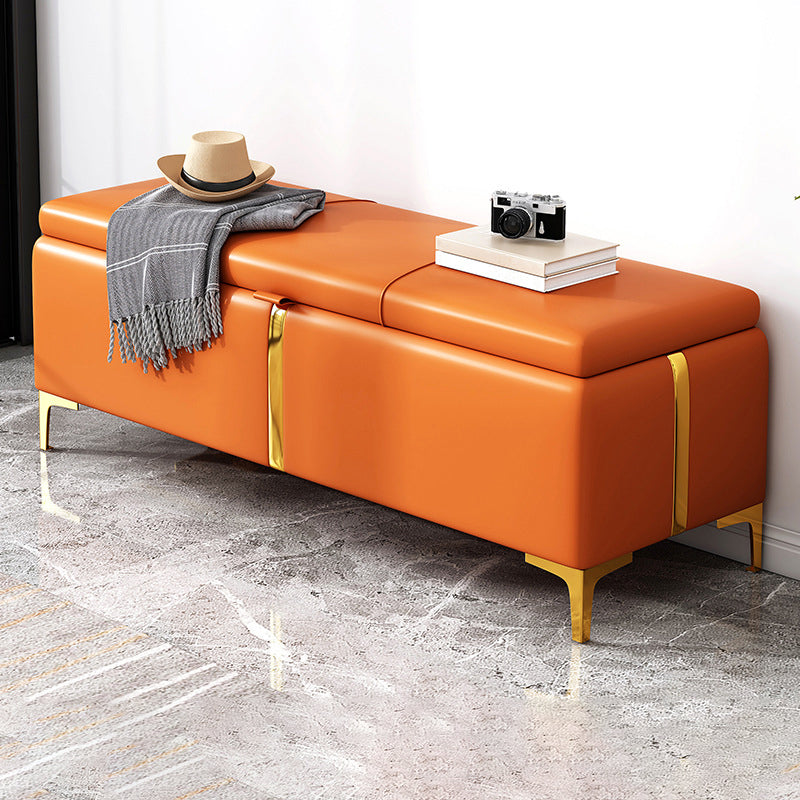 15.4" W Glam Upholstered Ottoman Bench Cushioned Seating Bench