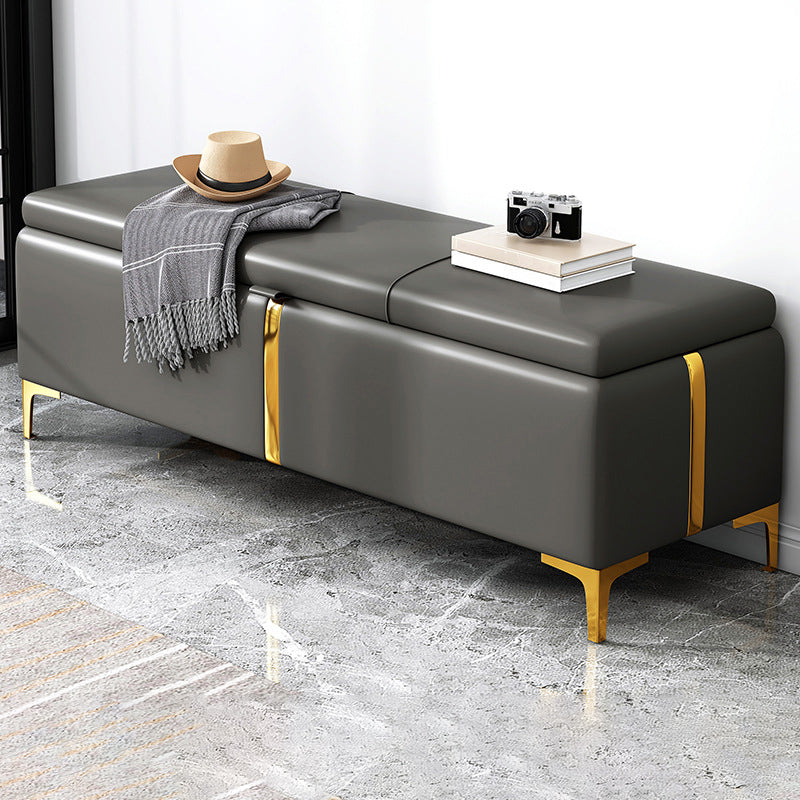 15.4" W Glam Upholstered Ottoman Bench Cushioned Seating Bench