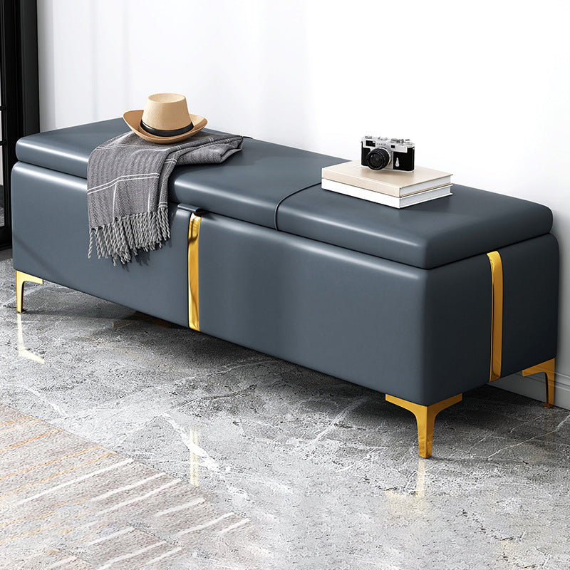 15.4" W Glam Upholstered Ottoman Bench Cushioned Seating Bench