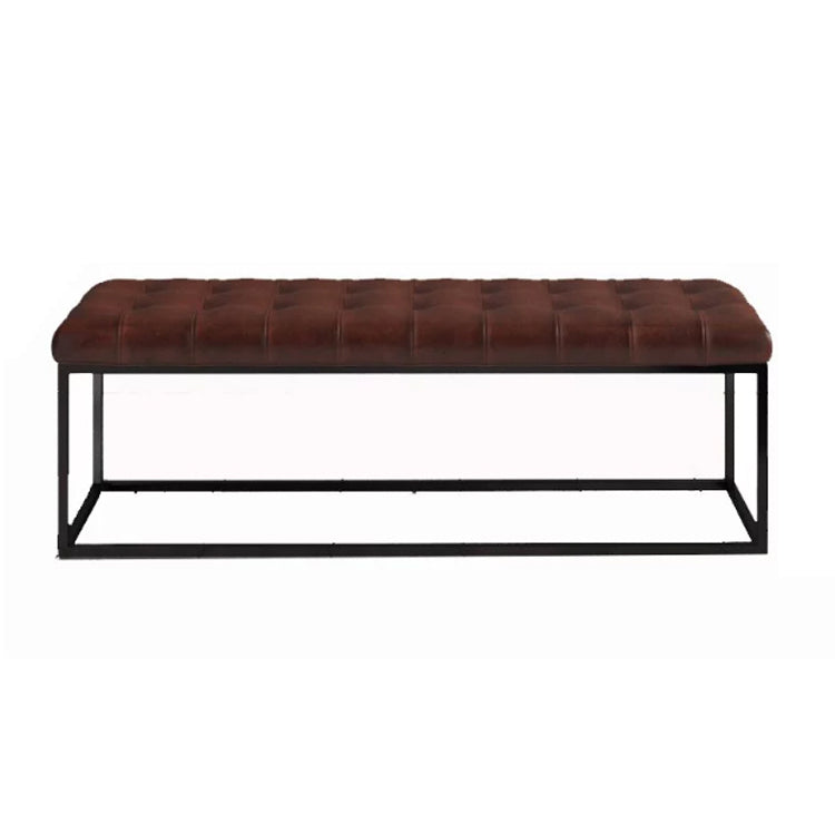 Industrial Solid Color Bench Faux Leather Foam Bench for Livingroom