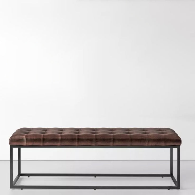 Industrial Solid Color Bench Faux Leather Foam Bench for Livingroom