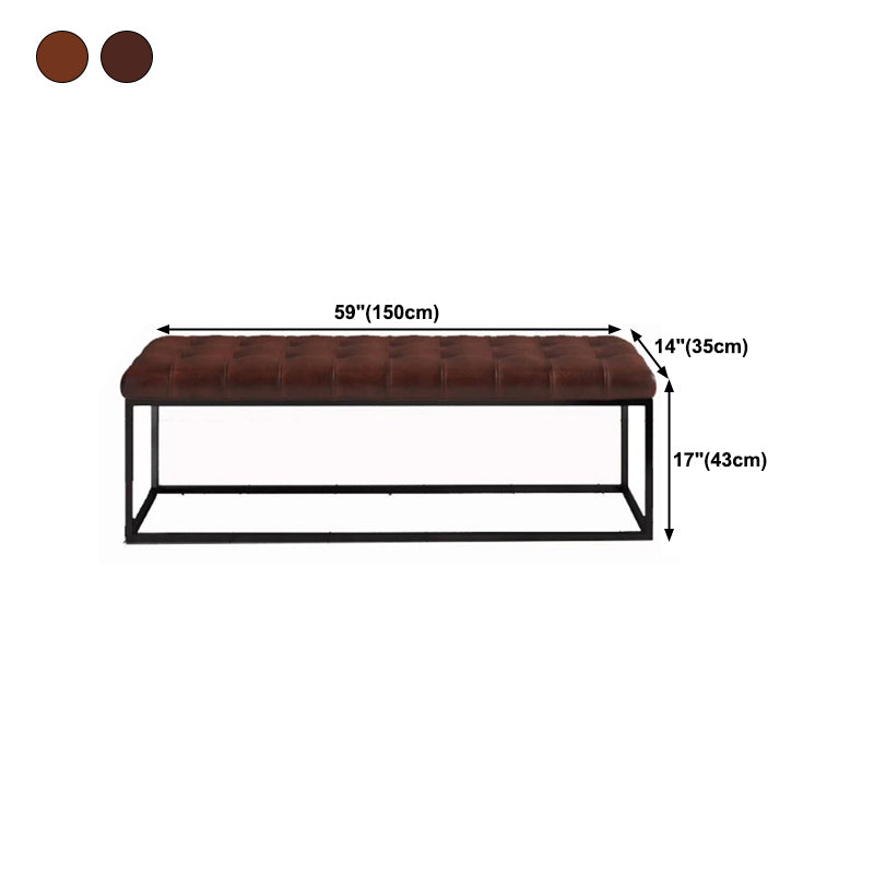 Industrial Solid Color Bench Faux Leather Foam Bench for Livingroom