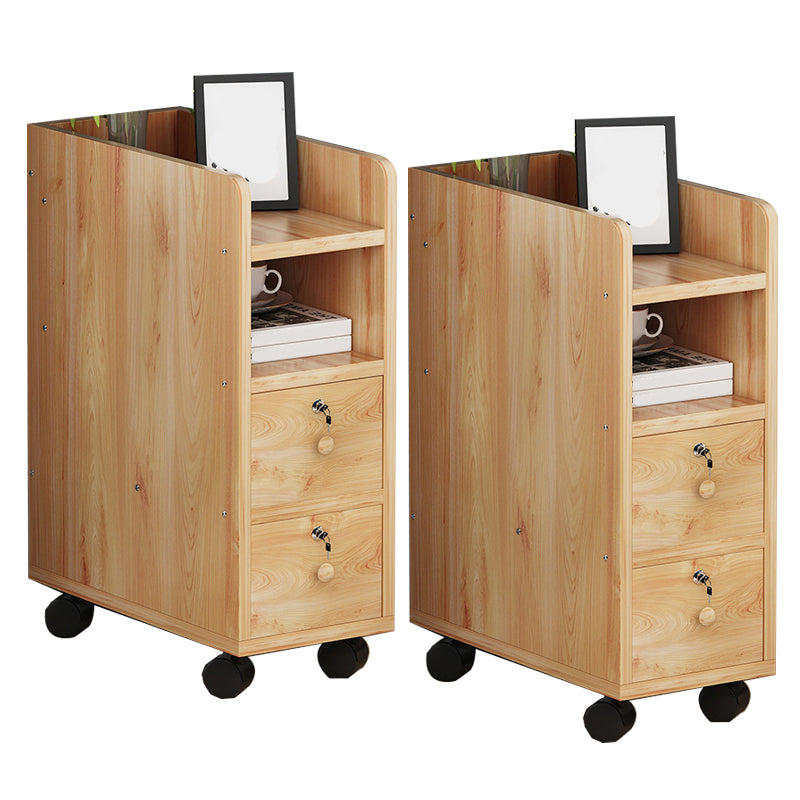 2 Drawers Bed Nightstand Contemporary Wooden Night Table for Bedoom