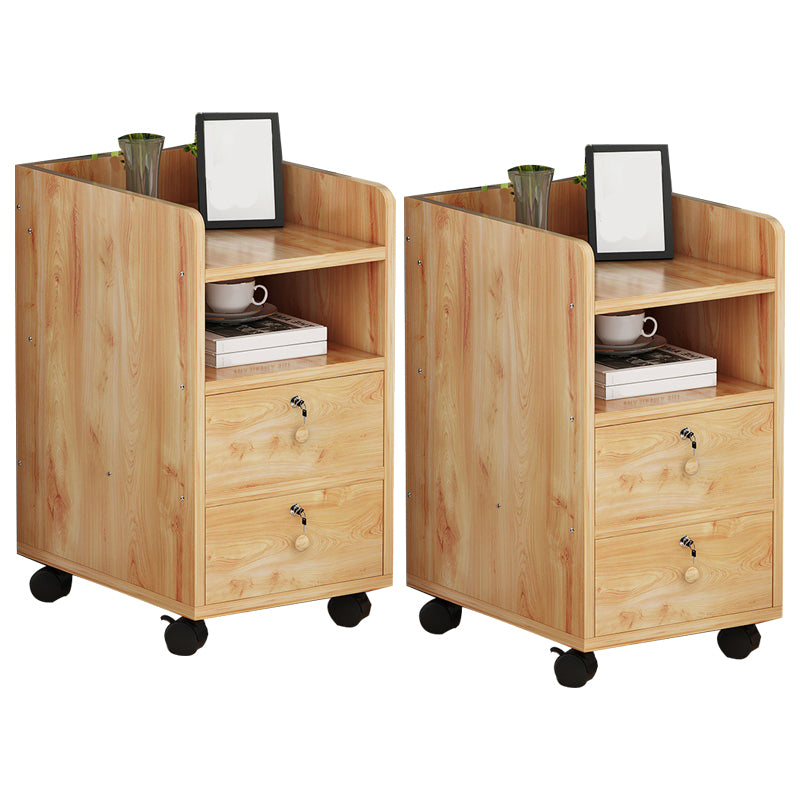 2 Drawers Bed Nightstand Contemporary Wooden Night Table for Bedoom