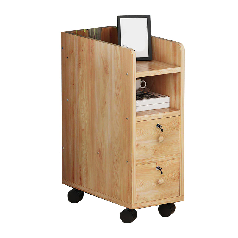 2 Drawers Bed Nightstand Contemporary Wooden Night Table for Bedoom