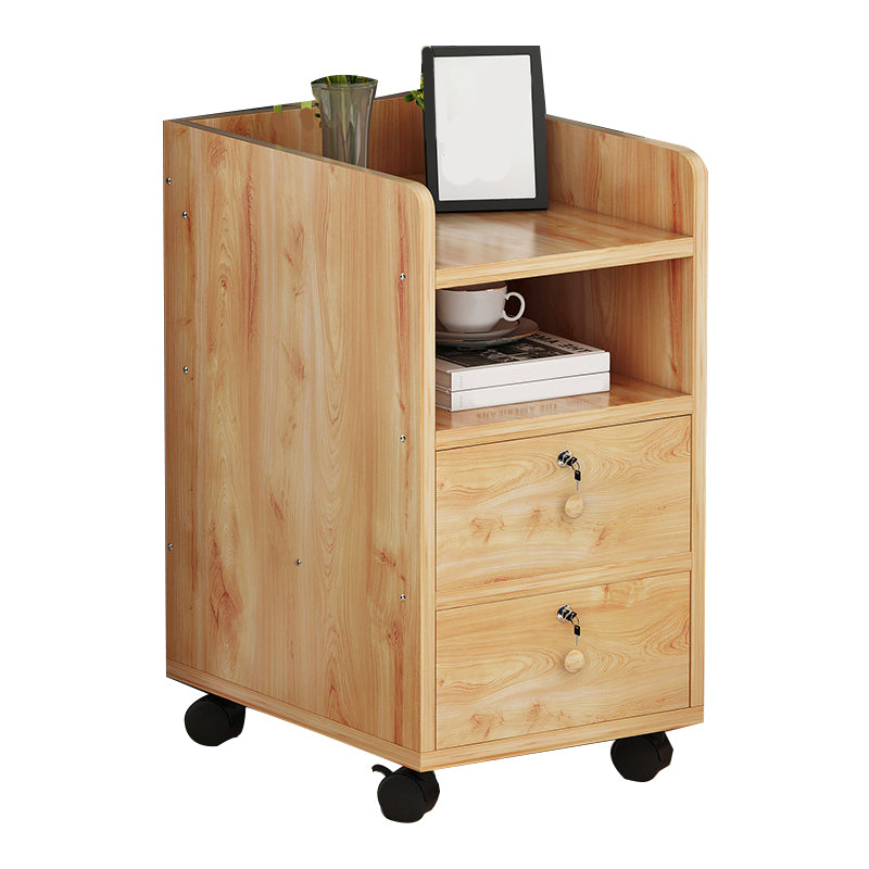 2 Drawers Bed Nightstand Contemporary Wooden Night Table for Bedoom