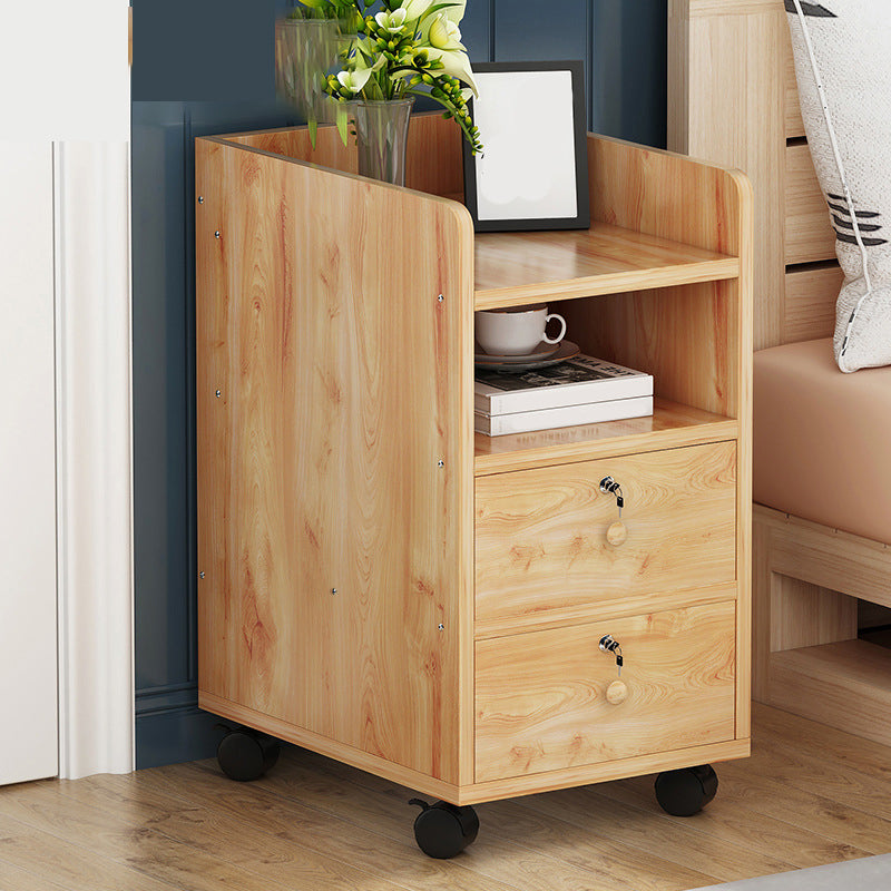 2 Drawers Bed Nightstand Contemporary Wooden Night Table for Bedoom