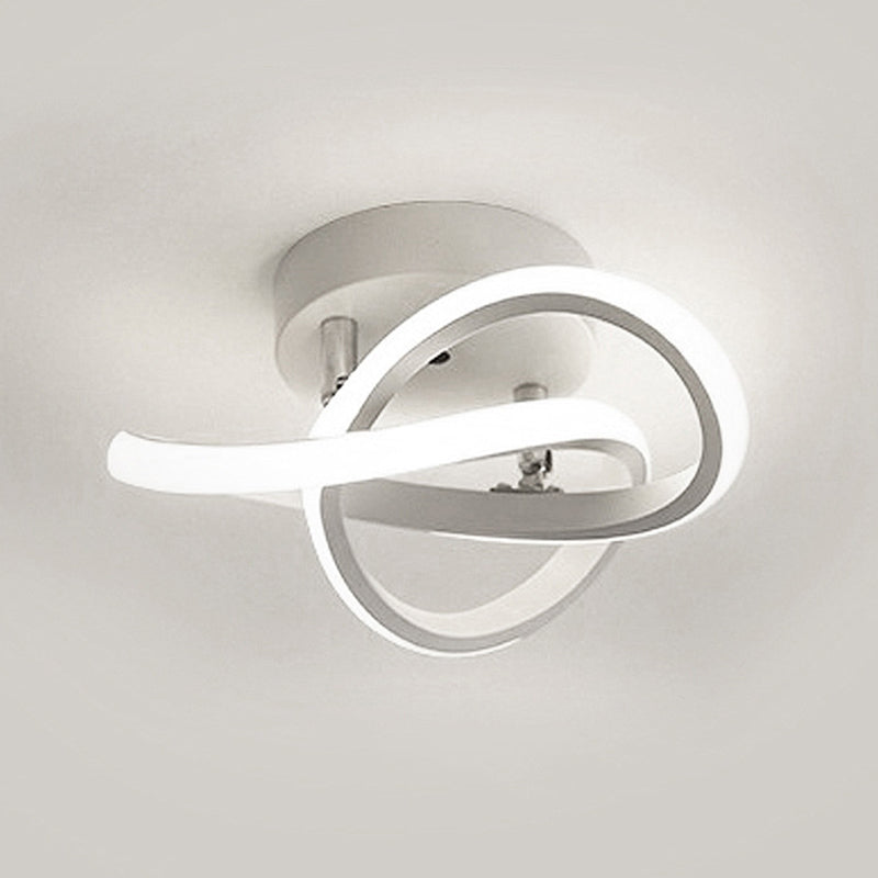 Modern Minimalist Linear LED Ceiling Light Lacquered Iron Flush Mount with Silicone Shade