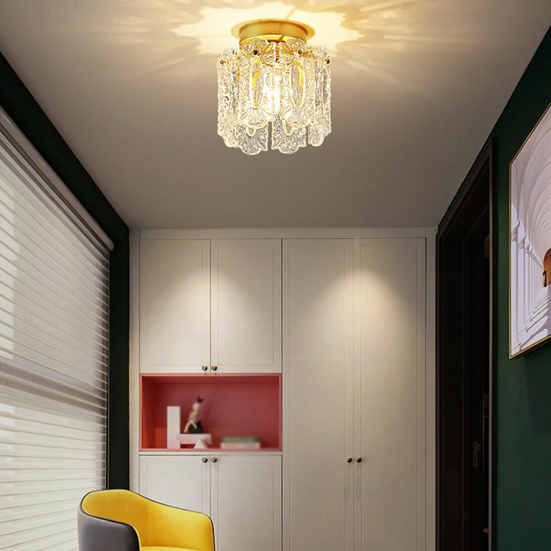 Crystal Lighting Fixture Gold Modern Flush Mounted Ceiling Lights for Foyer