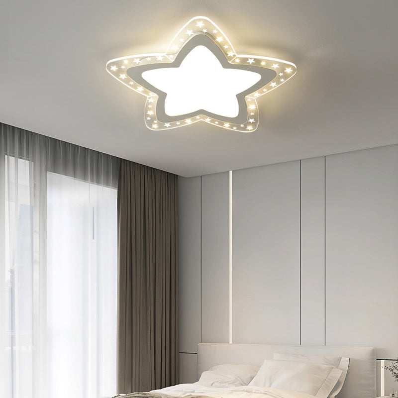 Modern Flush Light Fixtures Star-Shaped Metal 1 Light Flush Mount Lamps in White