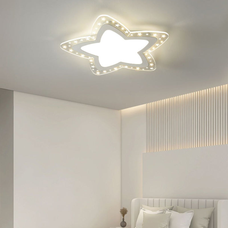 Modern Flush Light Fixtures Star-Shaped Metal 1 Light Flush Mount Lamps in White