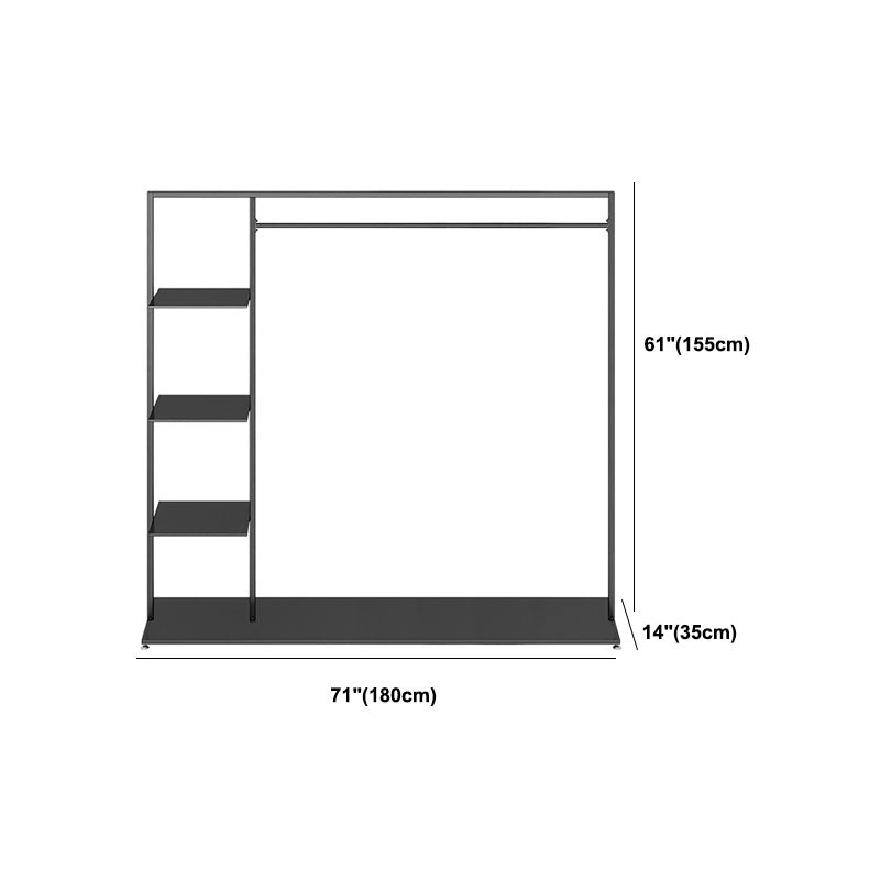 Contemporary Hall Stand with Clothes Rail Storage Shelves Coat Hanger