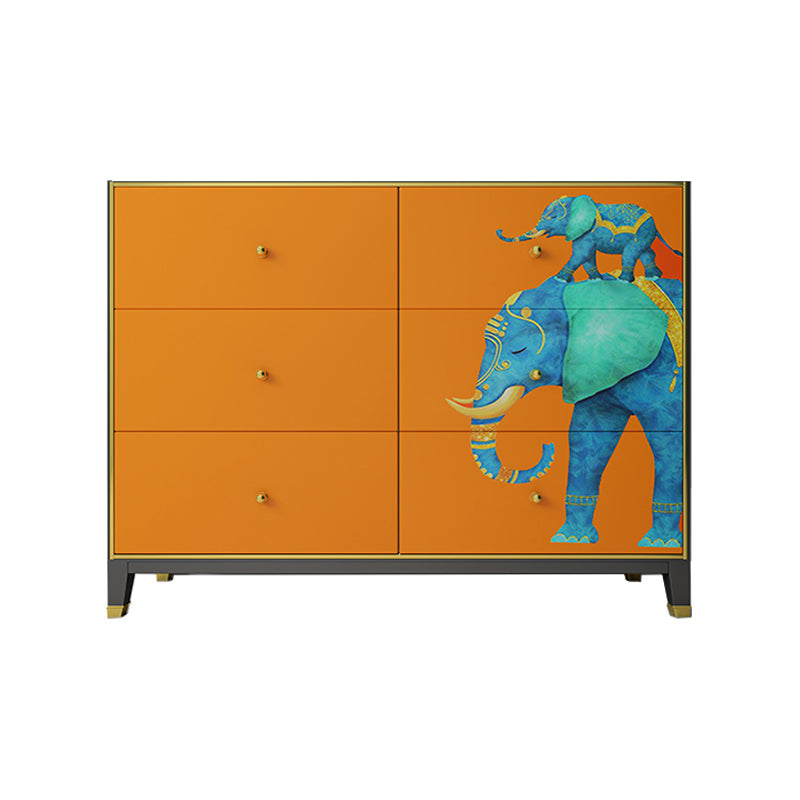 6-Drawer Engineered Wood Sideboard 47.5"L Modern Orange Buffet for Dining Room