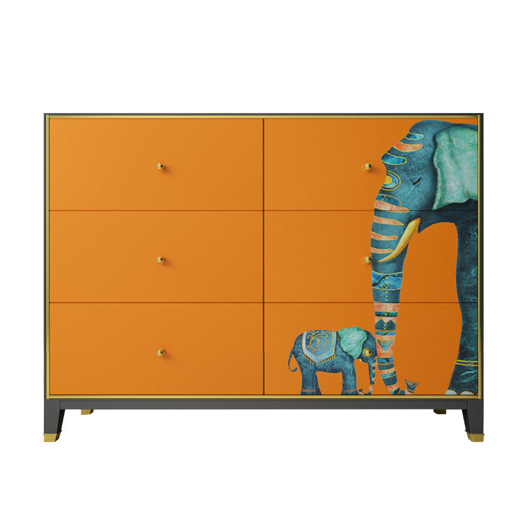 6-Drawer Engineered Wood Sideboard 47.5"L Modern Orange Buffet for Dining Room