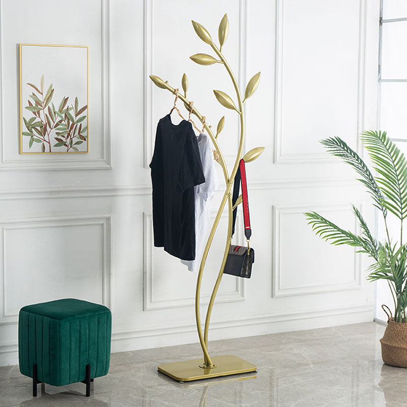 Modern Hall Tree Metal Entry Hall Tree with Hooks Coat Hanger