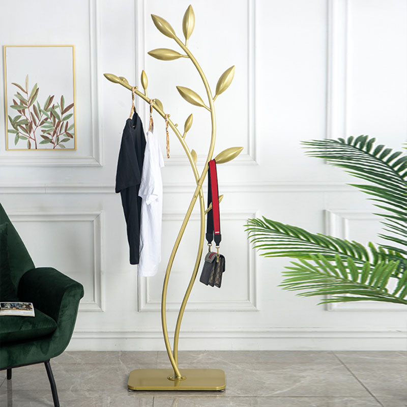 Modern Hall Tree Metal Entry Hall Tree with Hooks Coat Hanger