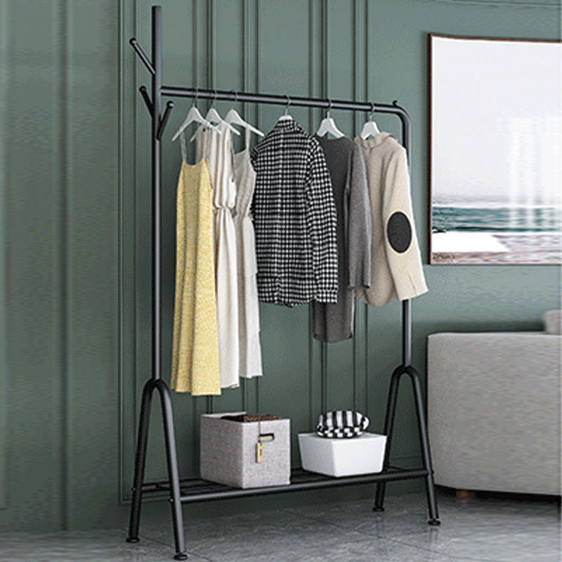 Contemporary Coat Rack Free Standing Coat Hook One Storage Shelve Metal Hall Stand